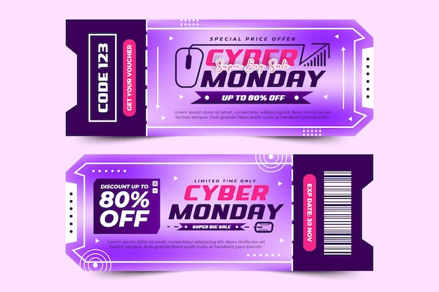 Cyber Monday voucher of coupon ontwerpsjabloon