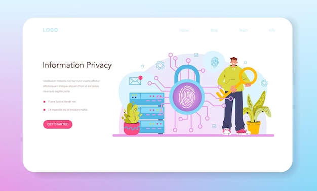 Cyber- of webbeveiligingsspecialist webbanner of bestemmingspagina digitale gegevens