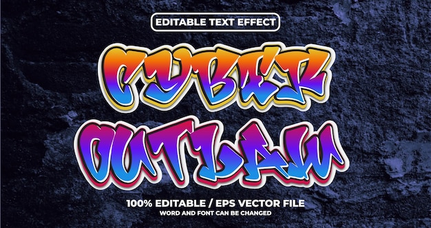 Vector cyber outlaw tekst effect stijl