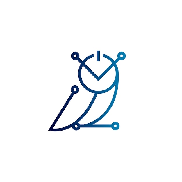 Cyber owl tech logo illustration design