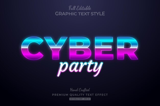 Cyber party gradient editable premium text effect font style