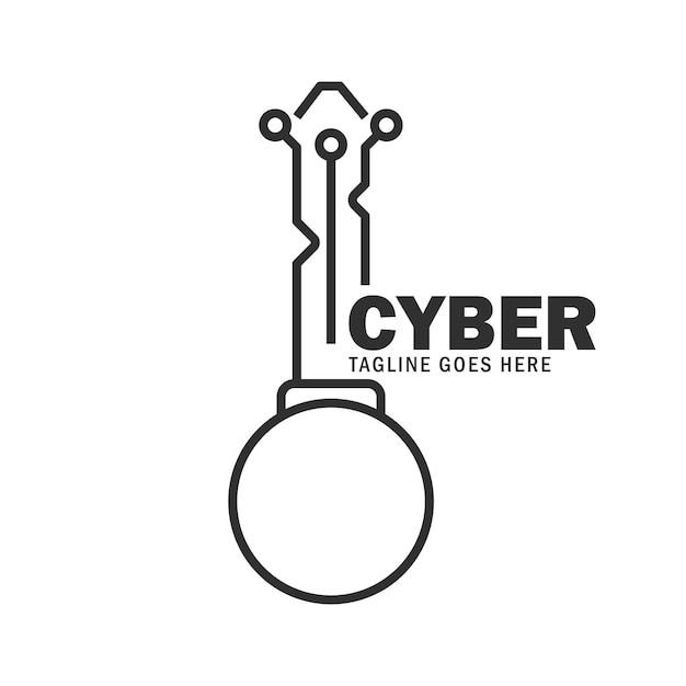 Vector cyber protection logotype vector design element with key