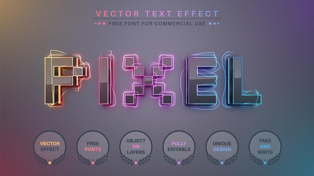 Vettore cyber rainbow modifica lo stile del carattere modificabile dell'effetto testo