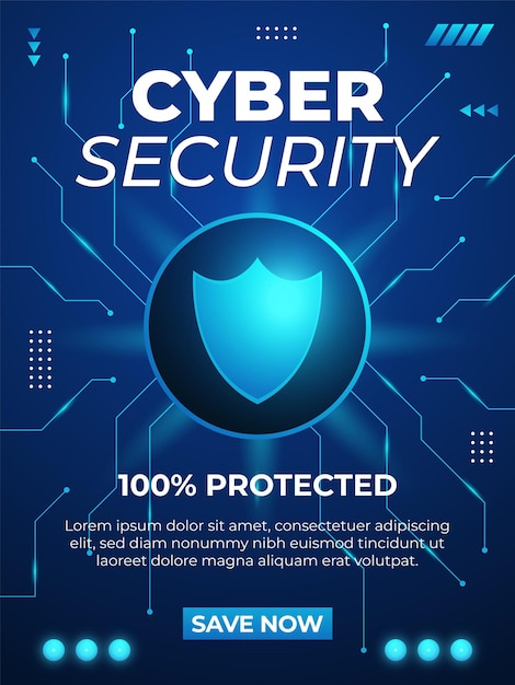Vector cyber security awareness poster template