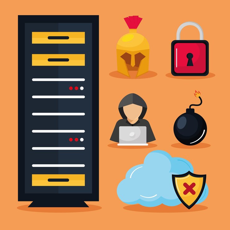 Vector cyber security clipart set