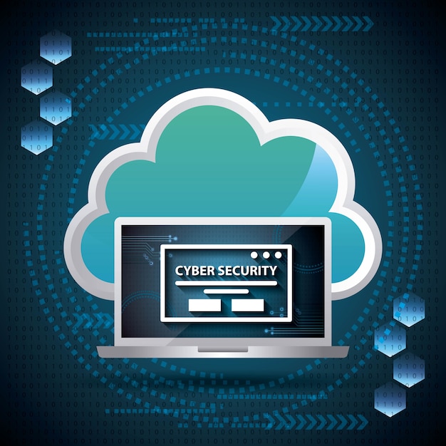 Vettore cyber security computer cloud protection safey velocità del circuito binario