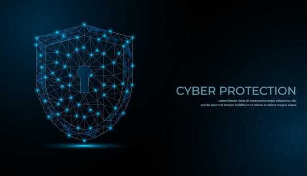 Cyber security concept. lock symbol from lines and triangles