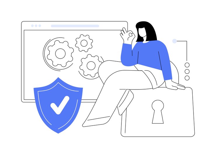 Vector cyber security data protection abstract concept vector illustration