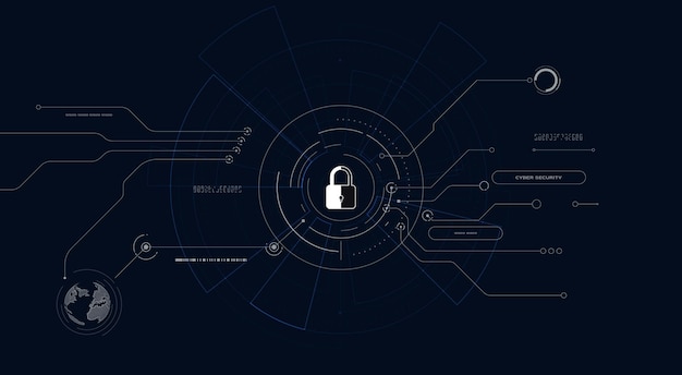 サイバーセキュリティとデータ保護情報プライバシーインターネットテクノロジーは、ビジネスデータと財務データを保護するパドロックを示しています