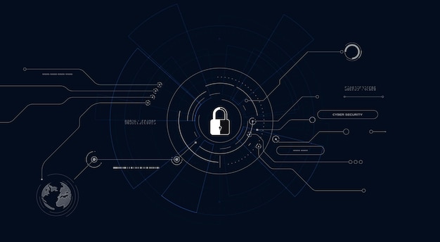 사이버 보안 및 데이터 보호 정보 개인 정보 보호 인터넷 기술은 비즈니스 및 금융 데이터를 보호하는 자물쇠를 보여줍니다.