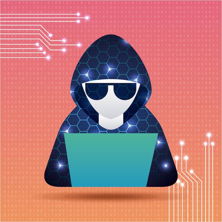 Vector cyber security degrade backgrund alert attack hacker computer circuit 