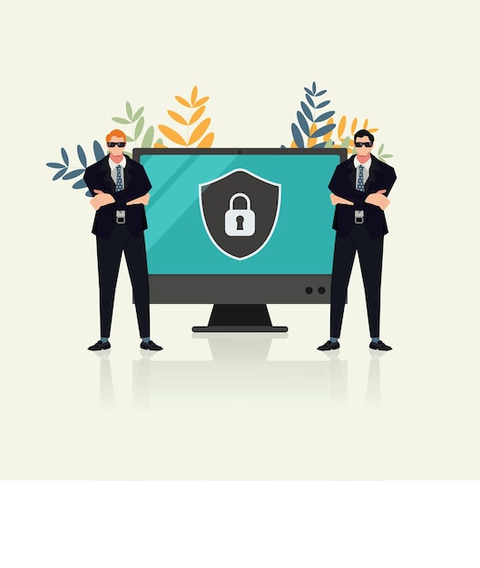 Cyber security digital security data protection concept vector illustration