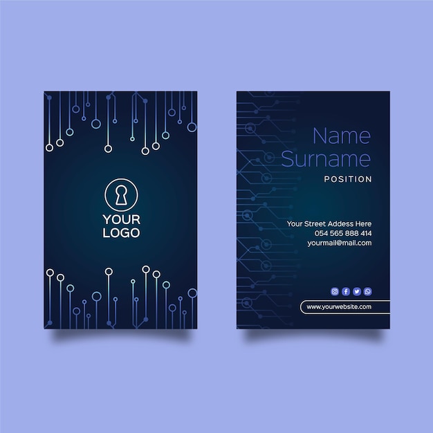 Vector cyber security double sided business card