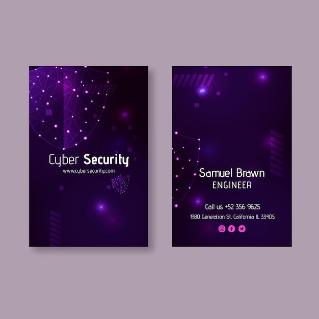 Cyber security double-sided vertical business card