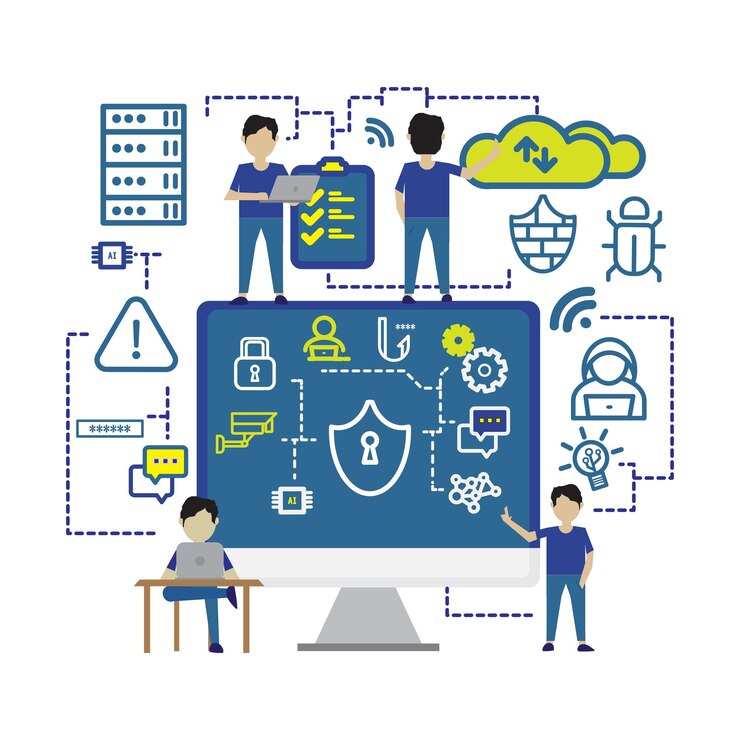 Vector cyber security flat illustration infographic