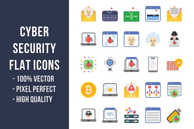 Cyber Security Flat Multicolor Icons