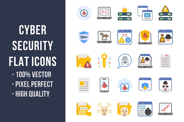 Premium Vector | Cyber security flat multicolor icons