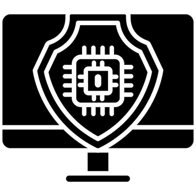 Cyber Security Glyph Solid Black Illustration