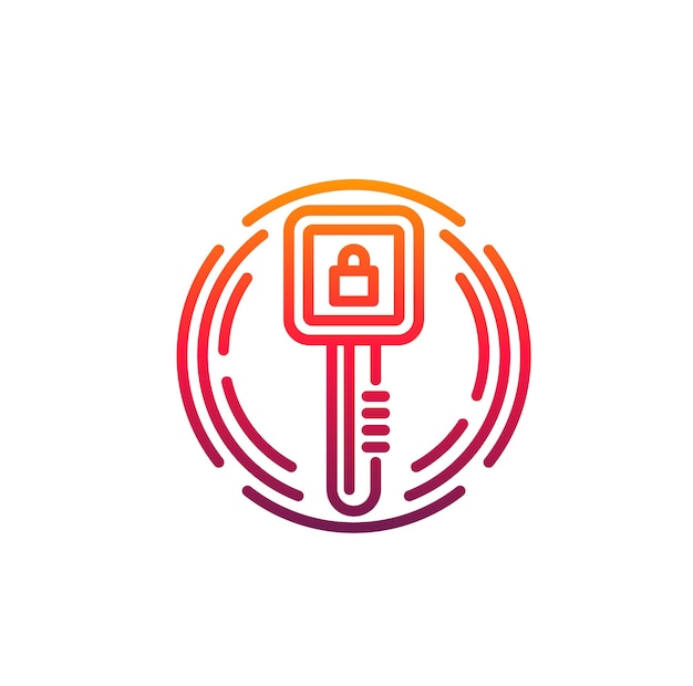 Cyber security icon, digital access key, padlock