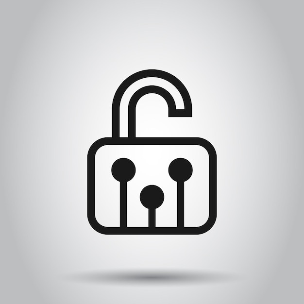 Cyber security icon in flat style Padlock locked vector illustration on isolated background Closed password business concept