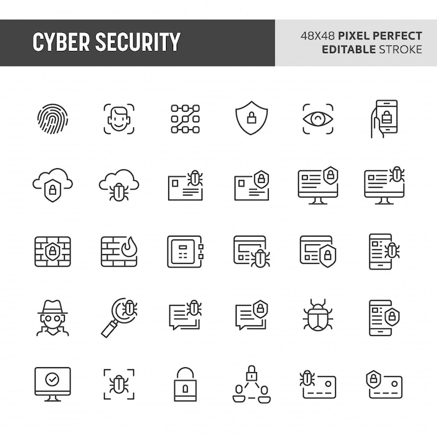 Vector cyber security  icon set