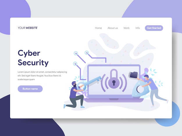 Vector cyber security illustration for web pages