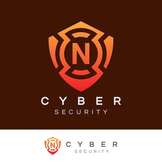 Cyber ​​security iniziale lettera n logo design