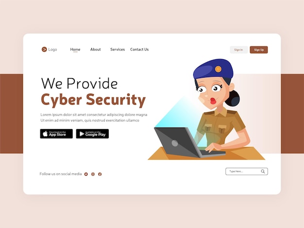 Cyber security landing page design