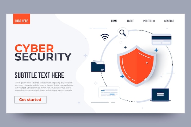 Vector cyber security landing page template. cyber security concept.