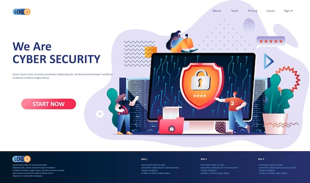 Cyber security  landing page template  illustration