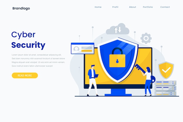 Cyber security landing page  template..