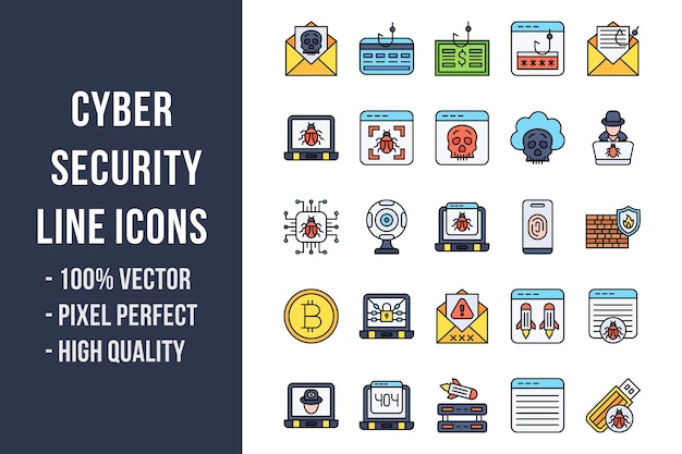 Cyber Security Line Color Icons