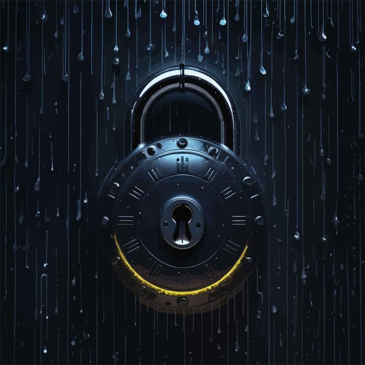 Vector cyber security lock with binary codecyber security lock with binary code3 d rendering of a lock wi