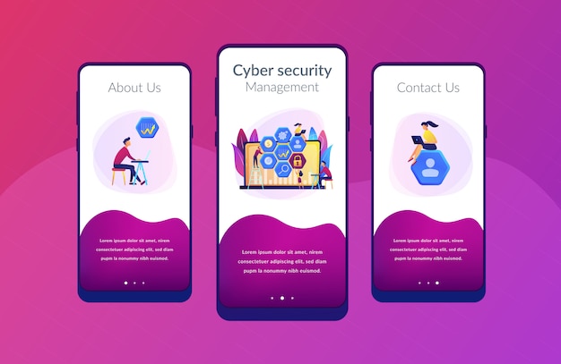 Cyber security management app interface template