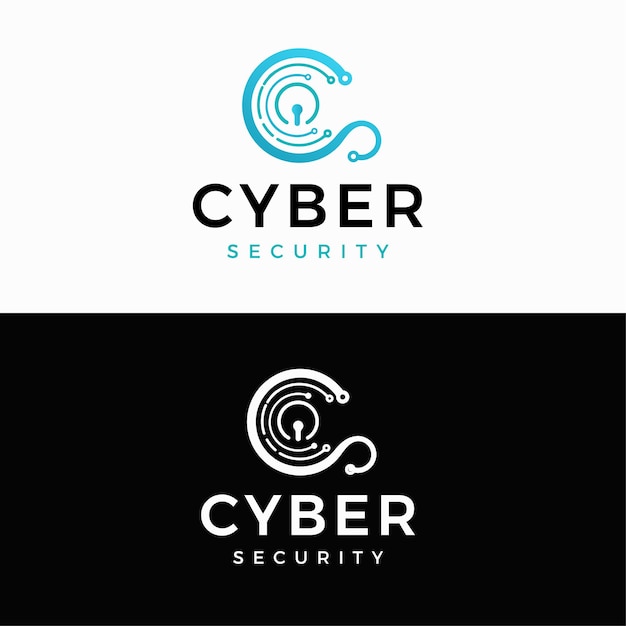 Cyber security illustrazione vettoriale moderna logo design