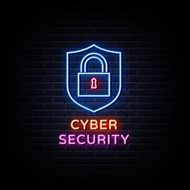 Cyber Security Neon Signs Style Text