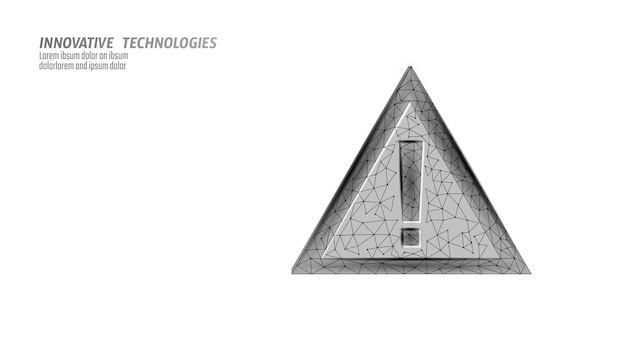 Scudo di sicurezza informatica basso punto esclamativo poligonale guardia geometrica attenzione avvertimento virus avvertimento attacco internet avvertimento antivirus illustrazione vettoriale di protezione hacker frewall