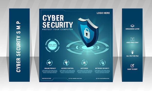 Vector cyber security social media post design