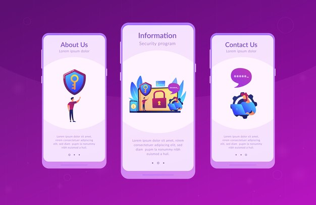 Cyber security software app interface template.