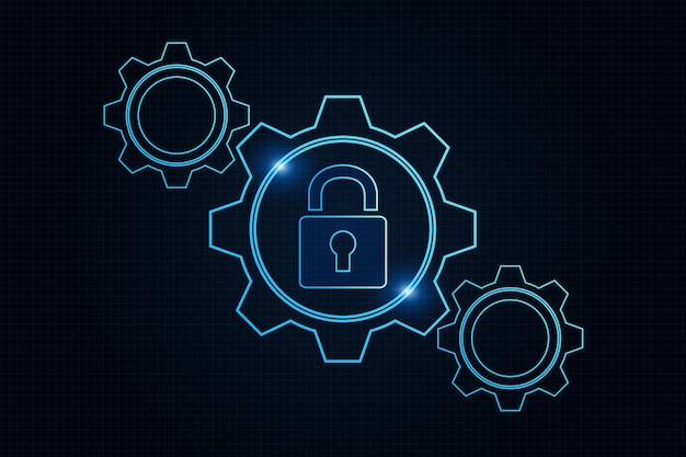 Концепция технологии кибербезопасности Щит со значком замочной скважины на плате личных данных