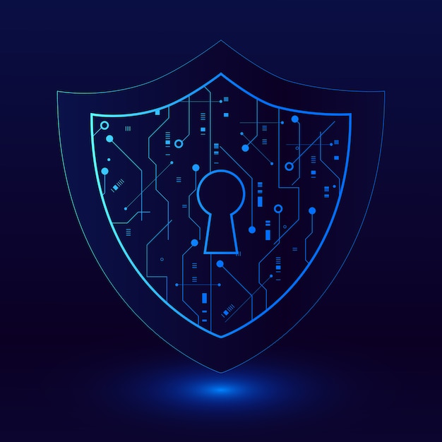 Cyber security technology concept , shield with keyhole icon , personal data illustration.