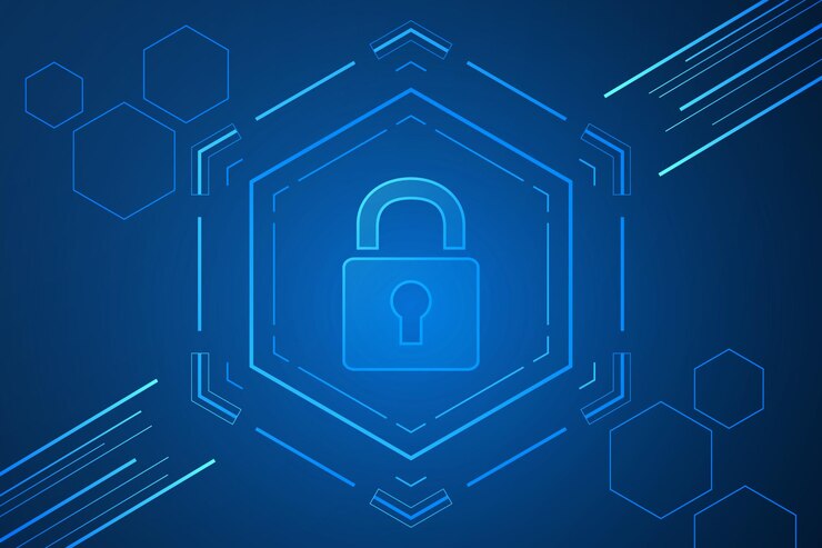 Vector cyber security technology concept shield with keyhole icon personal data