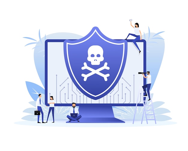 Cyber security vector logo with shield and check mark vector illustration