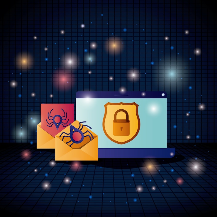 Vector cyber security with laptop