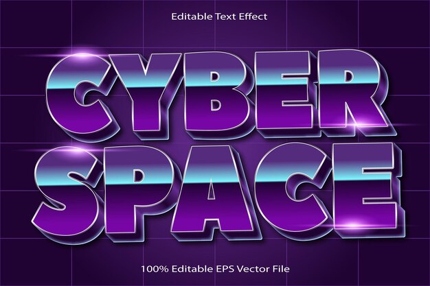 Vettore cyber space editable text effect emboss cartoon gradient style (effetto di testo modificabile in stile cartone animato)