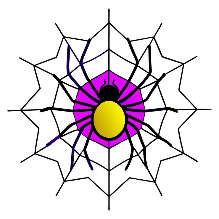 Vector cyber spider on digital glowing background