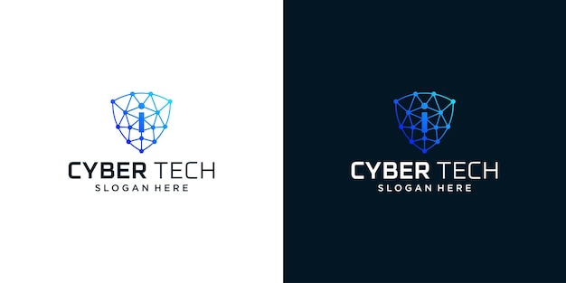 Vettore modello di progettazione del logo cyber tech con lettera iniziale i illustrazione vettoriale del disegno grafico simbolo per il sistema internet di sicurezza tecnologica intelligenza artificiale e computer