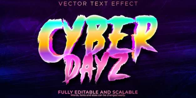 Cyber-teksteffect bewerkbare neon- en retro-tekststijl