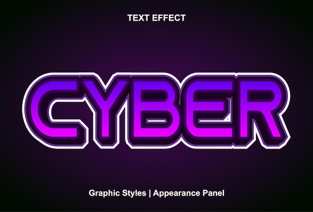 Vector cyber text effect with graphic style and editable