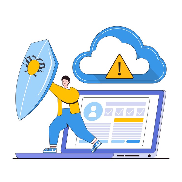 Vector cyber threat prevention vector illustration concept with characters firewall protection malware prevention proactive cybersecurity modern flat style for landing page web banner infographics